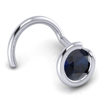 0.02ct 1.5mm Sapphire Nose Ring In 14K White Gold