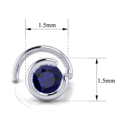 0.02ct 1.5mm Sapphire Nose Ring In 14K White Gold