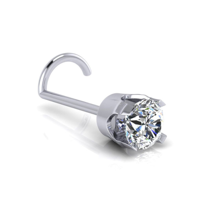 0.03ct 2mm Diamond Nose Ring In 14K White Gold