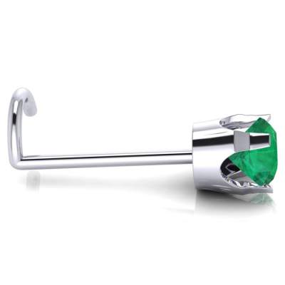 0.03ct 2mm Emerald Nose Ring In 14K White Gold