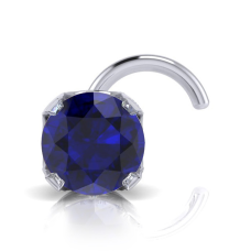 0.03ct 2mm Sapphire Nose Ring In 14K White Gold