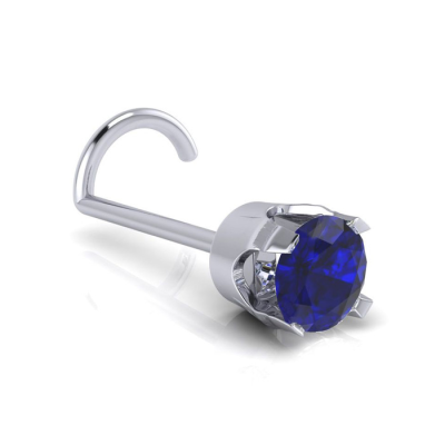 0.03ct 2mm Sapphire Nose Ring In 14K White Gold