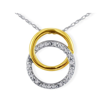 .02ct Circle Style Diamond Pendant in 10k Two Tone Gold