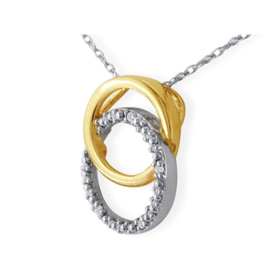 .02ct Circle Style Diamond Pendant in 10k Two Tone Gold