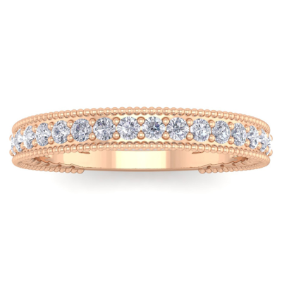 0.40 Carat Moissanite Wedding Band In 14 Karat Rose Gold