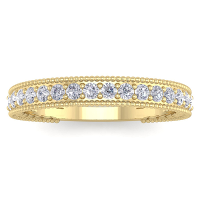 0.40 Carat Moissanite Wedding Band In 14 Karat Yellow Gold