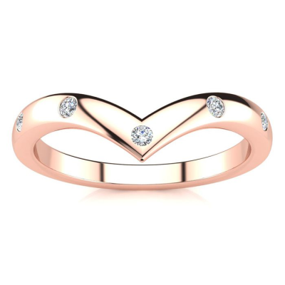 .05ct Five Diamond Bezel Set Wedding Band In 10K Rose Gold