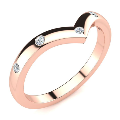 .05ct Five Diamond Bezel Set Wedding Band In 10K Rose Gold