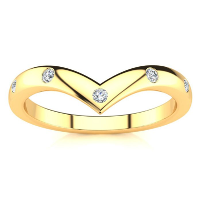.05ct Five Diamond Bezel Set Wedding Band In 10K Yellow Gold