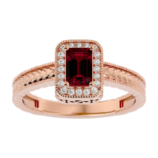 0.85 Carat Antique Style Ruby and Diamond Ring in 10 Karat Rose Gold