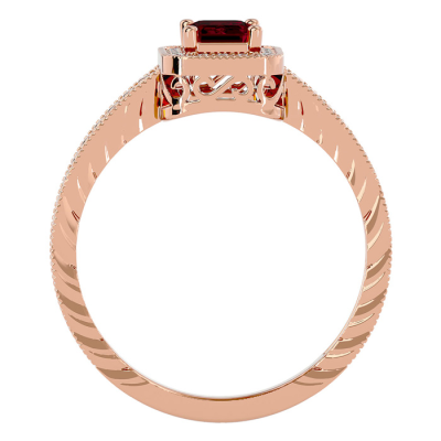 0.85 Carat Antique Style Ruby and Diamond Ring in 10 Karat Rose Gold