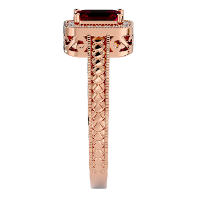 0.85 Carat Antique Style Ruby and Diamond Ring in 10 Karat Rose Gold