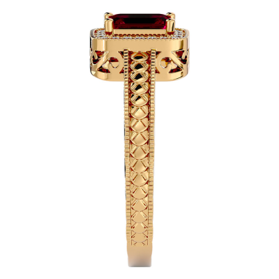 0.85 Carat Antique Style Ruby and Diamond Ring in 10 Karat Yellow Gold