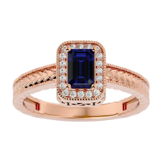 0.85 Carat Antique Style Sapphire and Diamond Ring in 10 Karat Rose Gold
