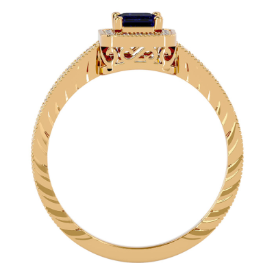 0.85 Carat Antique Style Sapphire and Diamond Ring in 10 Karat Yellow Gold