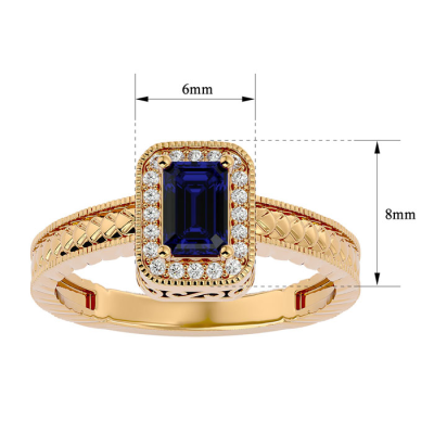 0.85 Carat Antique Style Sapphire and Diamond Ring in 10 Karat Yellow Gold