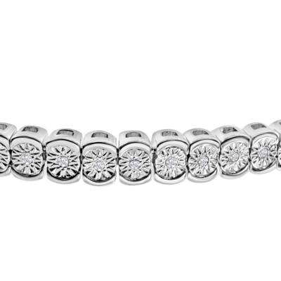 1/10 Carat Diamond Bolo Bracelet In Sterling Silver, Adjustable 7-10 Inches