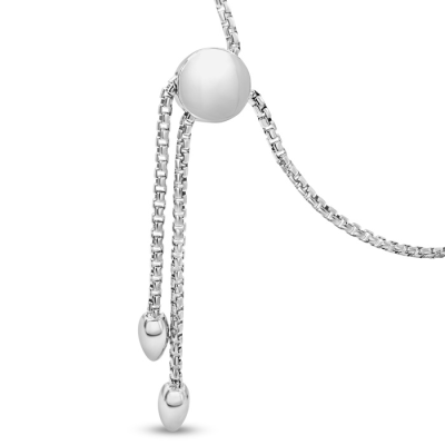 1/10 Carat Diamond Bolo Bracelet In Sterling Silver, Adjustable 7-10 Inches