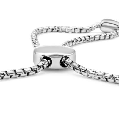1/10 Carat Diamond Bolo Bracelet In Sterling Silver, Adjustable 7-10 Inches