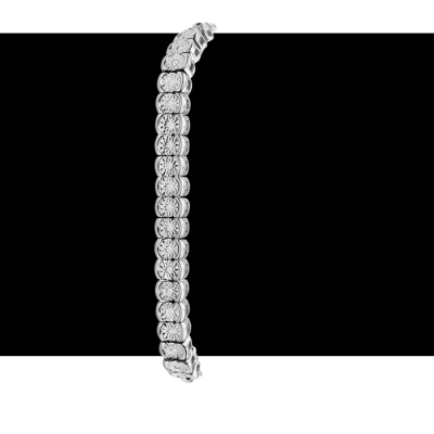 1/10 Carat Diamond Bolo Bracelet In Sterling Silver, Adjustable 7-10 Inches