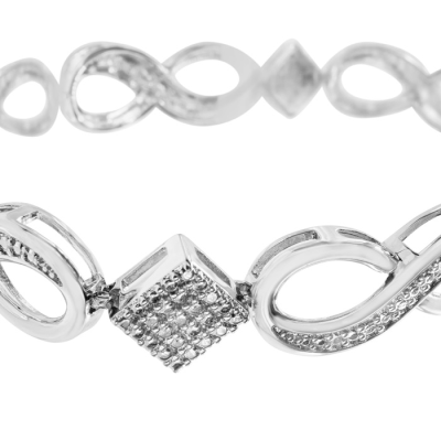 1/10 Carat Diamond Bracelet In Platinum Overlay, 7 Inches