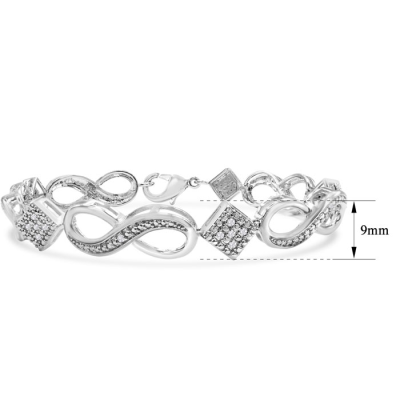 1/10 Carat Diamond Bracelet In Platinum Overlay, 7 Inches