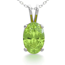 "1/2 Carat Oval Shape Peridot Necklace In 925 SS, 18 Inches