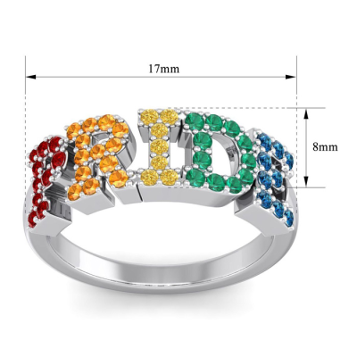 1/2 Carat Rainbow Pride Gemstone Ring In 14 Karat White Gold