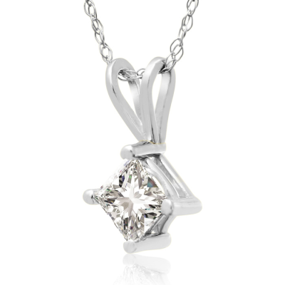 1/2ct Princess Cut Diamond Pendant in 14k White Gold