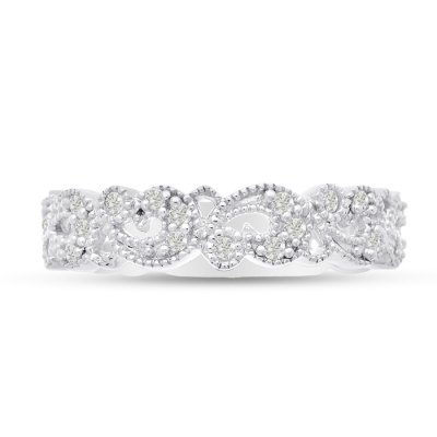 1/3 Carat Antique Floral Diamond Wedding Band Crafted In 14 Karat White Gold
