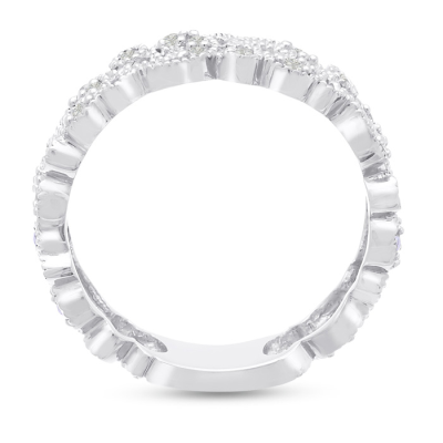 1/3 Carat Antique Floral Diamond Wedding Band Crafted In 14 Karat White Gold