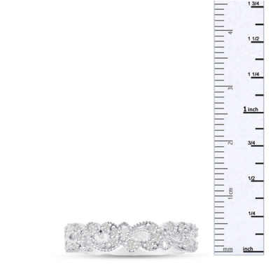 1/3 Carat Antique Floral Diamond Wedding Band Crafted In 14 Karat White Gold