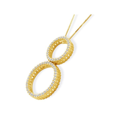 1/3ct Double Circle Diamond Pendant in 14k Yellow Gold