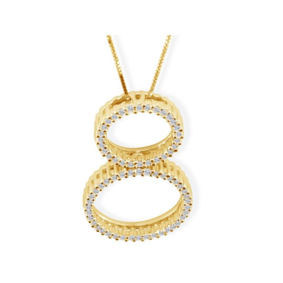 1/3ct Double Circle Diamond Pendant in 14k Yellow Gold