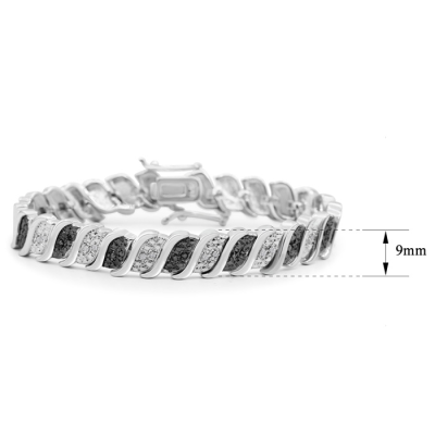 1/4 Carat Classic Black and White Diamond Tennis Bracelet In Platinum Overlay
