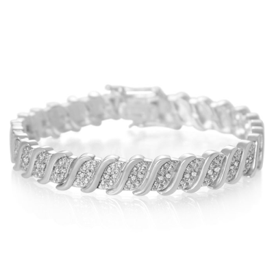 1/4 Carat Classic Natural Diamond Tennis Bracelet In Platinum Overlay, 7 Inches