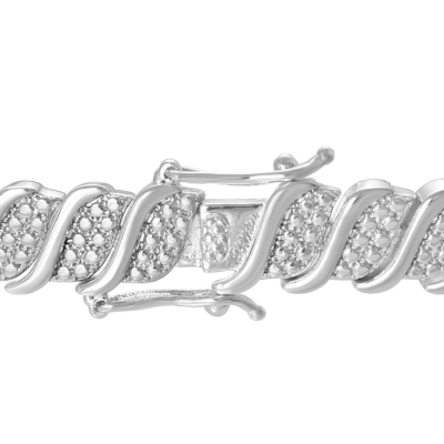 1/4 Carat Classic Natural Diamond Tennis Bracelet In Platinum Overlay, 7 Inches