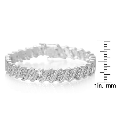1/4 Carat Classic Natural Diamond Tennis Bracelet In Platinum Overlay, 7 Inches