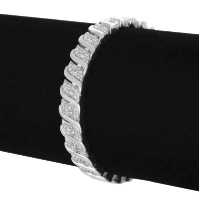 1/4 Carat Classic Natural Diamond Tennis Bracelet In Platinum Overlay, 7 Inches