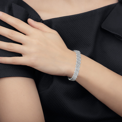 1/4 Carat Classic Natural Diamond Tennis Bracelet In Platinum Overlay, 7 Inches