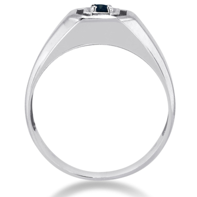 1/4ct Oval Created Sapphire Men's Ring Crafted In Solid White Gold
