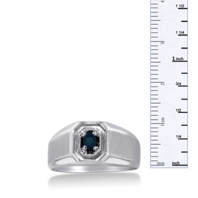 1/4ct Oval Created Sapphire Men's Ring Crafted In Solid White Gold
