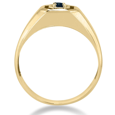 1/4ct Oval Created Sapphire Men's Ring Crafted In Solid Yellow Gold
