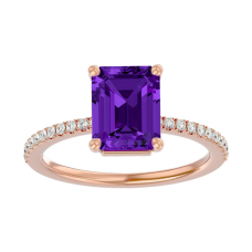 1 1/2 Carat Amethyst and Diamond Ring In 14 Karat Rose Gold