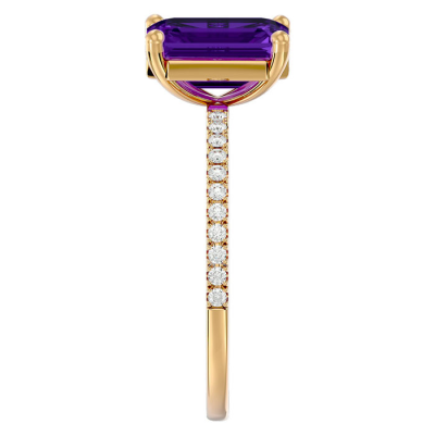 1 1/2 Carat Amethyst and Diamond Ring In 14 Karat Yellow Gold