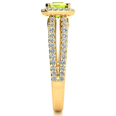 1 1/2 Carat Antique Peridot and Halo Diamond Ring In 14 Karat Yellow Gold