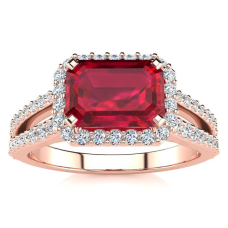 1 1/2 Carat Antique Ruby and Halo Diamond Ring In 14 Karat Rose Gold