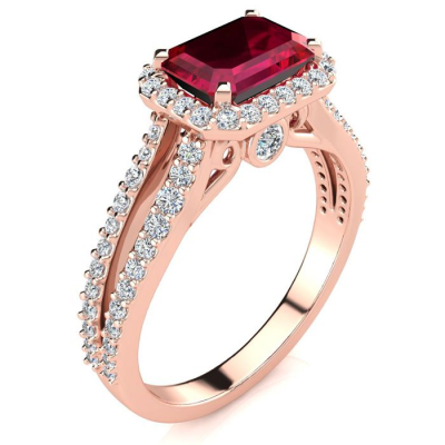 1 1/2 Carat Antique Ruby and Halo Diamond Ring In 14 Karat Rose Gold