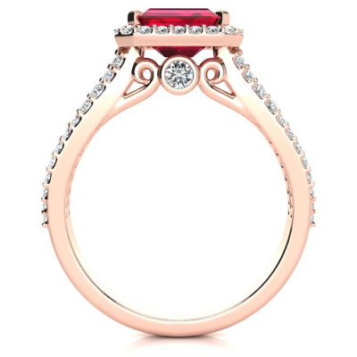 1 1/2 Carat Antique Ruby and Halo Diamond Ring In 14 Karat Rose Gold
