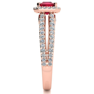 1 1/2 Carat Antique Ruby and Halo Diamond Ring In 14 Karat Rose Gold